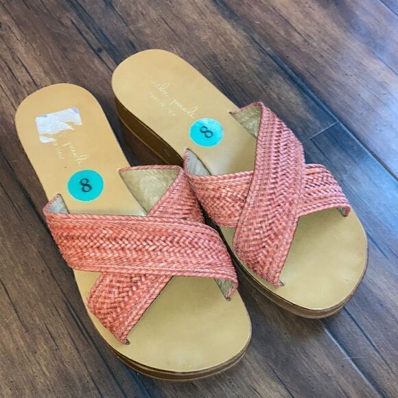 NWT Mila Paoli Size 8 Red Orange Woven Cross Strap Sandals Made in Italy 🇮🇹 - Picture 2 of 4